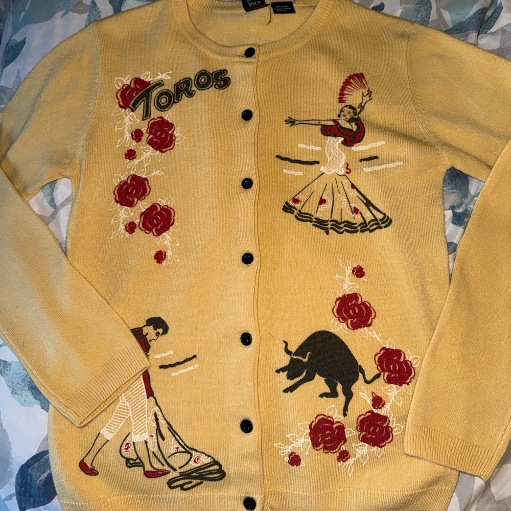 RARE Vintage 90s E.C. Star "Toro" Bullfighter Cardigan – Butter Yellow